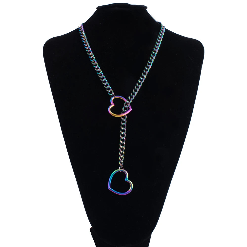 Heart Slip Chain Necklace For Women Punk Rock Love Chain Choker Necklace Couples Jewelry Gift Accessories