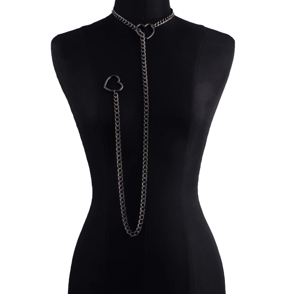 Heart Slip Chain Necklace For Women Punk Rock Love Chain Choker Necklace Couples Jewelry Gift Accessories