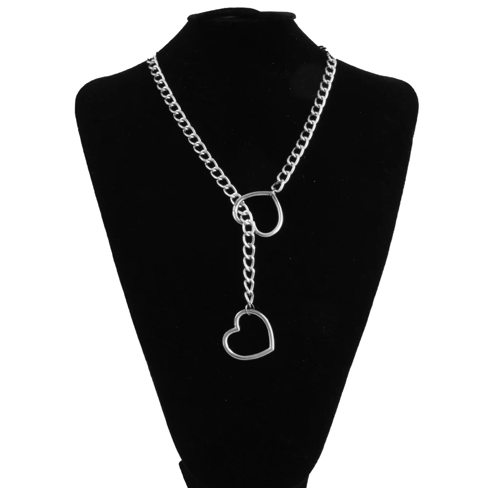 Heart Slip Chain Necklace For Women Punk Rock Love Chain Choker Necklace Couples Jewelry Gift Accessories