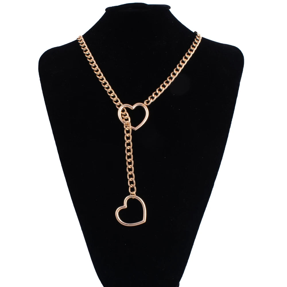 Heart Slip Chain Necklace For Women Punk Rock Love Chain Choker Necklace Couples Jewelry Gift Accessories