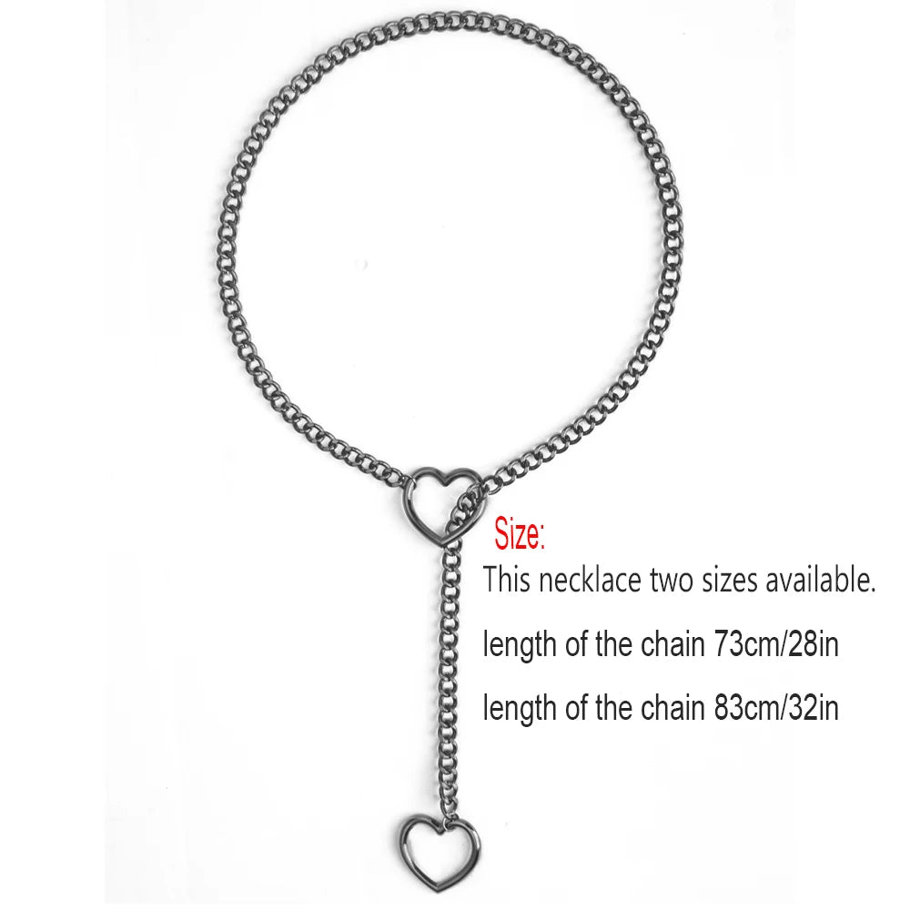 Heart Slip Chain Necklace For Women Punk Rock Love Chain Choker Necklace Couples Jewelry Gift Accessories