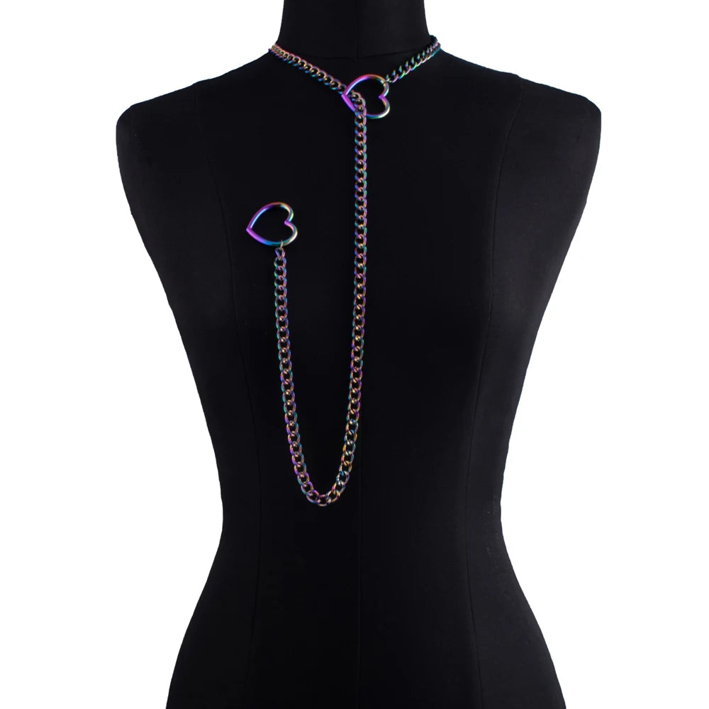 Heart Slip Chain Necklace For Women Punk Rock Love Chain Choker Necklace Couples Jewelry Gift Accessories