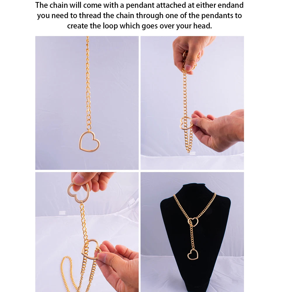 Heart Slip Chain Necklace For Women Punk Rock Love Chain Choker Necklace Couples Jewelry Gift Accessories