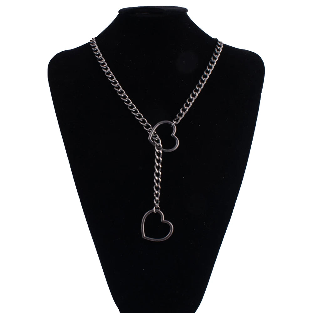 Heart Slip Chain Necklace For Women Punk Rock Love Chain Choker Necklace Couples Jewelry Gift Accessories